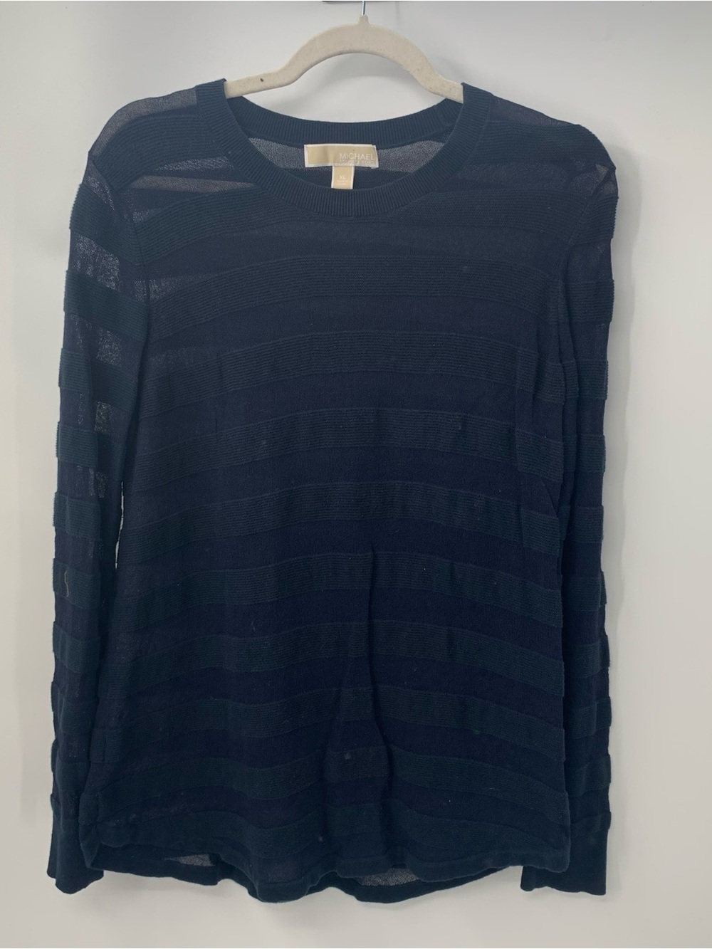 Michael Kors Women's Crew Neck Stripeped Sheer Sweater Size XL